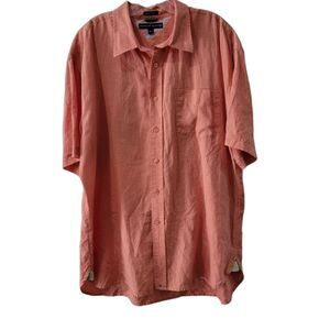 Tommy Hilfiger Linen XL orange button up short sleeves shirt